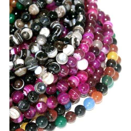 4MM 6MM 8MM 10MM Purple Red Gray Striped Round Natural Stones Loose Spacer Beads For Jewelry Making Necklace Bracelet