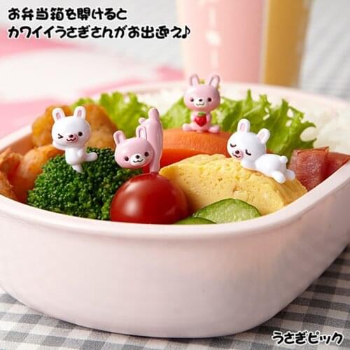 8PCS Rabbit Animal Fruit Dessert Fork Set Mini Cartoon Children Snack Cake Dessert Pick For Kids Bento Lunches Party Decor