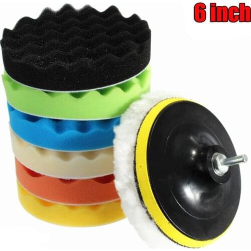 9Pcs Buffing Sponge Pad Set 6 Inch 150mm Car Polishing Pad Kit Auto Buffing Waxing With M14 Drill Adaptor For Car Cleaning Tools