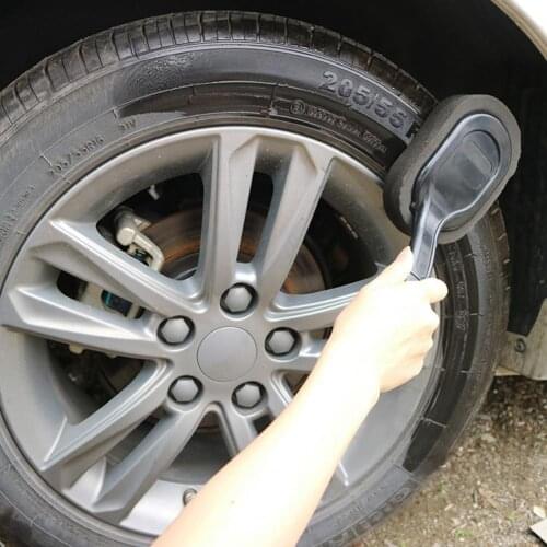 Tire Shine Applicator Arc Design Wear-resistant Sponge Car Tire Cleaning Brush with Long Handle for Car Tire
