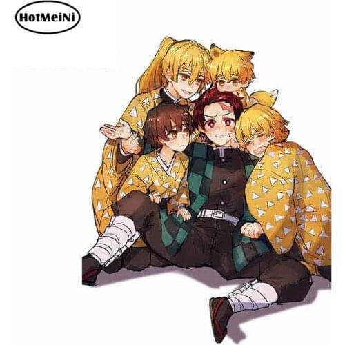 HotMeiNi 13cm x 10.4cm for Demon Slayer Zenitsu Car Sticker Cartoon Anime Bumper Trunk Laptop Decal Funny Waterproof Car Wrap