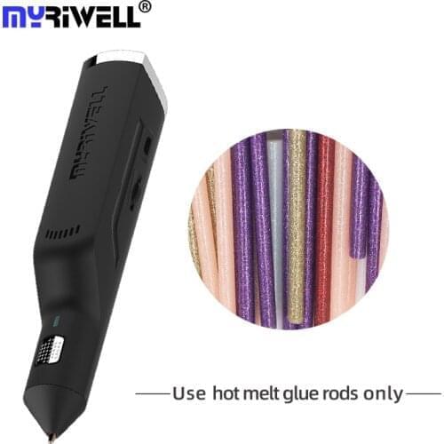 Myriwell Cordless Mini Hot Melt Glue Gun Pen RS-100A 3D Printing Pen for Outdoor Fix 3D Pen 6 Color Glue Stick Speed Adjustable