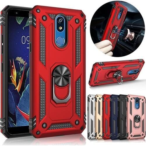 For LG K40 Case Dual Layer Military Armor Case Magnetic Ring Stand Shockproof Hard Back Cover