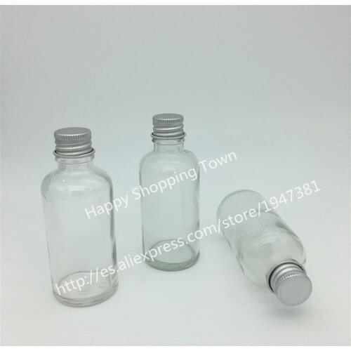 10pcs 50ml clear glass bottle with reducer dropper and tamper evident lid,Aluminum cap clear essential oil bottle