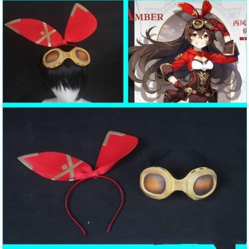 Genshin Impact Amber Cosplay Headband Eyeglasses Goggles Halloween Carnival Cosplay Costume Accessories Porps