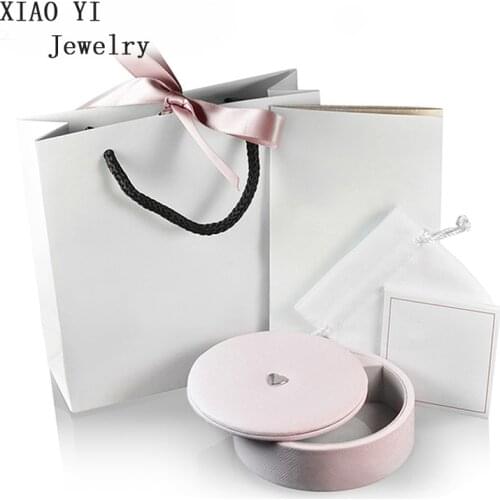 XIAOYI New 11 Valentines Day Genuine Charm Pink Love Round jewelry Rotary Protection Box Necklace Gift Box Set beautiful gifts