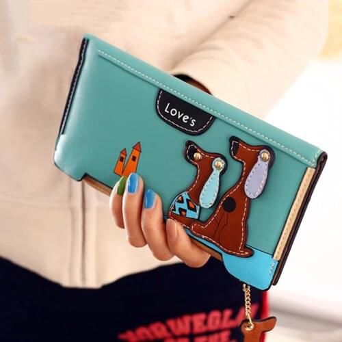 Wallet Women Cute Wallet Cartoon 3D Long Zipper Purse Dogs Ladies Clutch Card Holder More Colors Leather Wallet 2019 Fashion