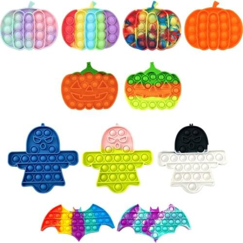Creative Pumpkin Ghost Bat Shaped Push Bubble Fidget Sensory Toys Special Needs Autism Stress Relief Toys for Kids Adult