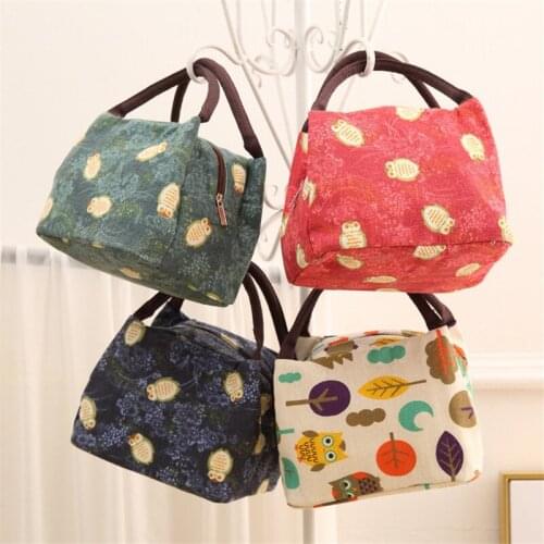 2019 Hot New Insulated Lunch Container Picnic Bag Tote Bag Camping Lunch Bag Cotton and Linen Insulation Bag