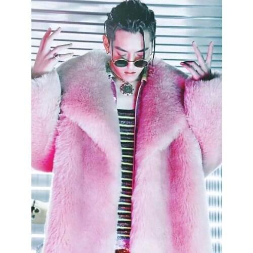 Fur Mens Winter Luxury Pink Thick Trench Coat Winter Warm Long Parkas X48