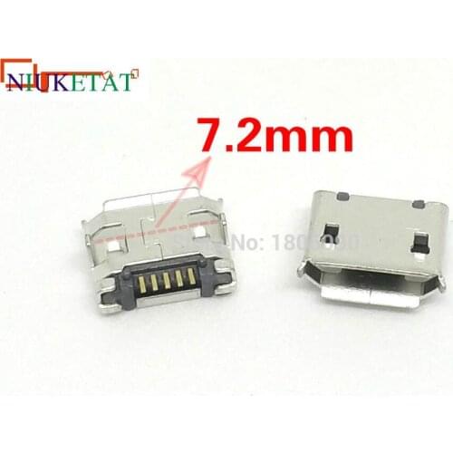 10pcs micro USB mini connector 5pin DIP2 7.2mm short pin 5P Data port Charging port mini usb connector for Mobile end plug
