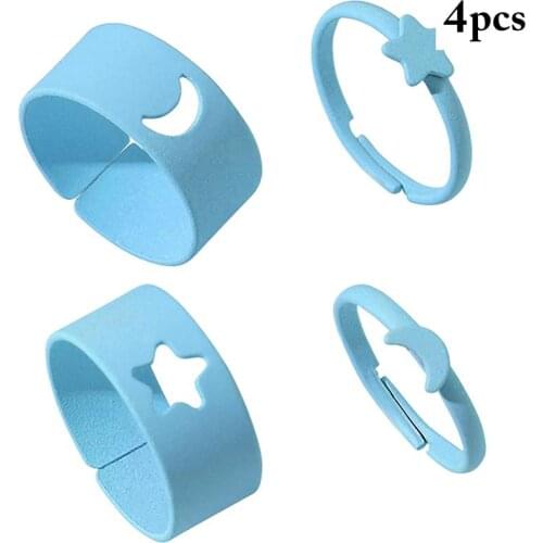 Trendy Star Moon Rings For Women Men Lover Couple Rings Set Friendship Engagement Wedding Open Rings 2021 Jewelry