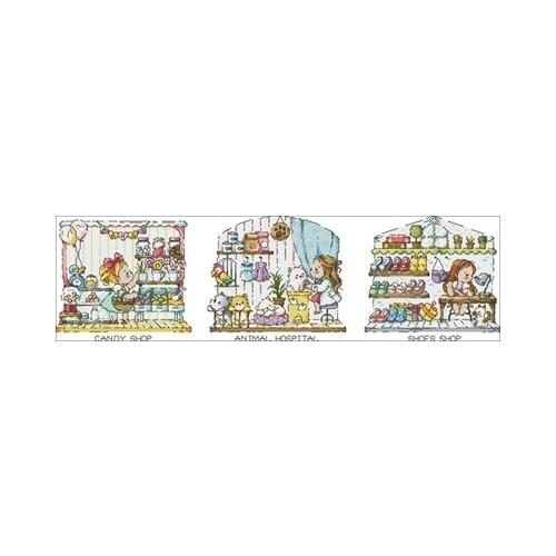 Cartoon 169-small shop Needlework,For Embroidery,DIY 14CT Unprinted Arts Cross stitch kits Set Cross-Stitching Home Decor
