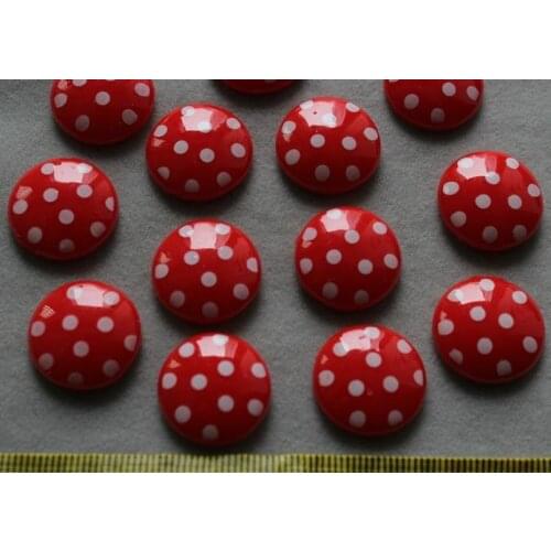 Set of 100pcs Resin Flatback Cute polka dots red round gem cabochon Cabs -DIY scrapbook, hair bow and flower centers
