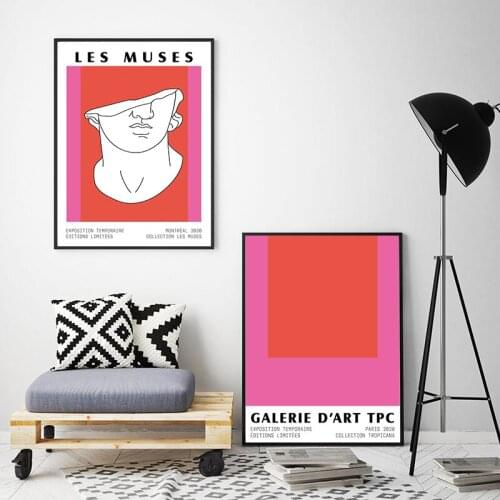 Pink Red Color Block 1 Art Prints Abstract Artwork Painting Museum Poster Mid Century Wall Art Canvas Print Living Room Decor