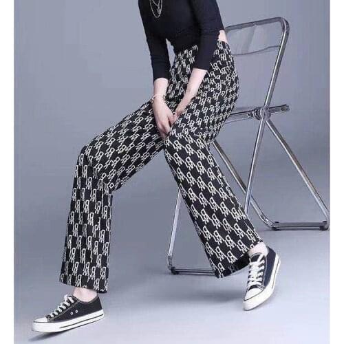 2021 New Big Plus Size Wide Leg Pants Cool Thin Loose Casual Straight Women Long Pants Street Wear Summer Checkerboard Trousers