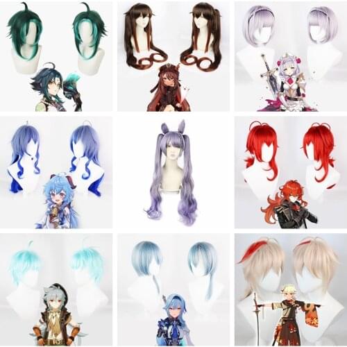 Game Genshin Impact Character Cosplay Wig Halloween Props Anime Accessories Lumine Kazuha Zhongli Venti Eula Ganyu Mona Keqing