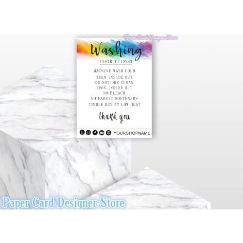 Personalized Washing Instructions Card, Tshirt Etsy Shop Clothing Care Insert Card Printable Modern Washing Instruction Template