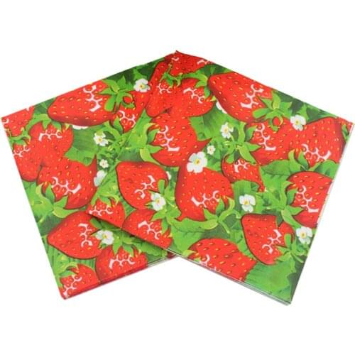 [RainLoong] Strawberry Paper Napkin Fruit Para Festas & Party Decoration Tissue Guardanapo 33*33cm 1 pack (20pcs/pack)