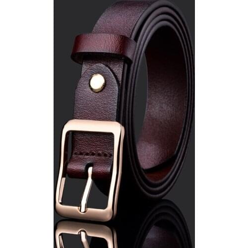 80-110cm Small Size Genuine Leather Young Men Belts 2.3cm Width Casual Leather Womans Belts Kids Strap Pin Buckle Waistband
