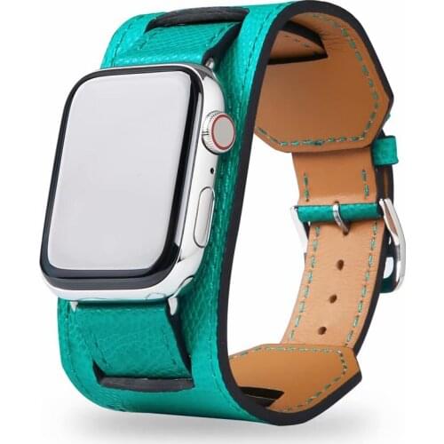 Luxury Genuine Leathert Strap for iWatch Series 5 4 3 2 1 Cuff Watchband for Apple Watch Band 42mm 38mm 40mm 44mm Bracelet Belt