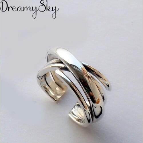 Retro Vintage Silver Color Irregular Chains Rings For Women Girls Valentines Gifts Gothic Rings