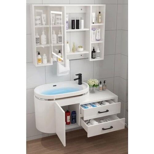 Bathroom cabinet PVC wash basin cabinet combination bathroom basin wash face intelligent mirror cabinet