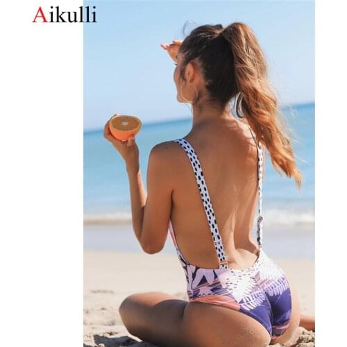 Leopard Print One Piece Swimsuit Women Sexy Backless Swimwear 2021 Summer Female Monokini Bodysuit Beach Bathing Suits Swimming