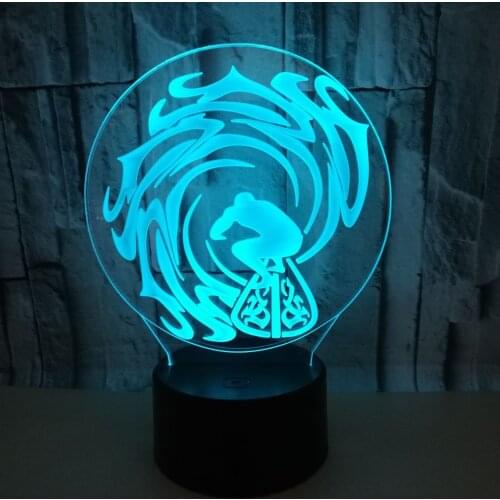 3D Night Light LED USB Table Lamp 7 Colors Changing 3d Lamp Surfing Novelty Led Night Lights Sitting Room Decor Boy Gift