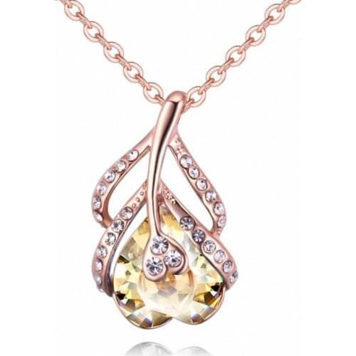 TRACYSWING 5 Colors Real Rose Gold Color Austrian Crystals Sweater pendant necklace for women monkey style #TW132048