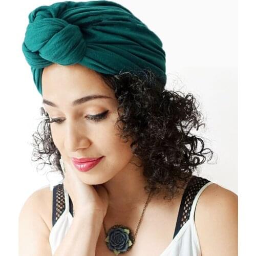 High Quality Muslim Turban Cap Cotton Women Head Hats Indian Style Solid Color Cap Elastic Stretchy Beanies Hat Multicolor