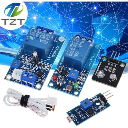 TZT 5V 12V Light Control Switch Photoresistor Relay Module Detection Sensor 10A brightness Automatic Control Module For Arduino