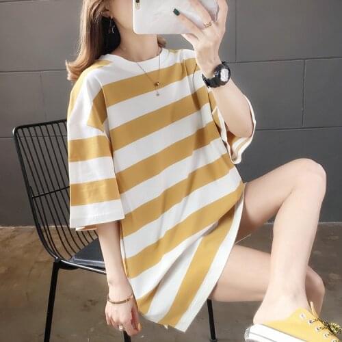 Will ~ summer wear the new leisure stripe ultra short sleeve T-shirt big fire code womens cotton spandex