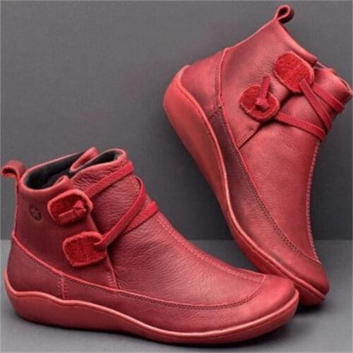 Large Size Womens Shoes Fashion Leather Bare Boots Casual Flat Shoes Winter Womens Boots Round Toe Cover Foot Platform Boots