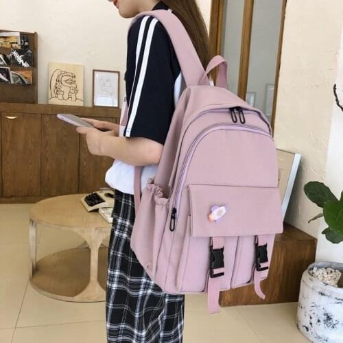 Women Backpack Unisex Fashion Student School Bag Large Capacity Simple Youth Unique Bag Solid Color