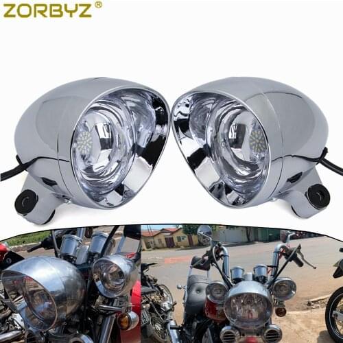 ZORBYZ Chrome Motorcycle 4" LED Custom Bullet Passing Spot Fog Light For Harley Honda Suzuki