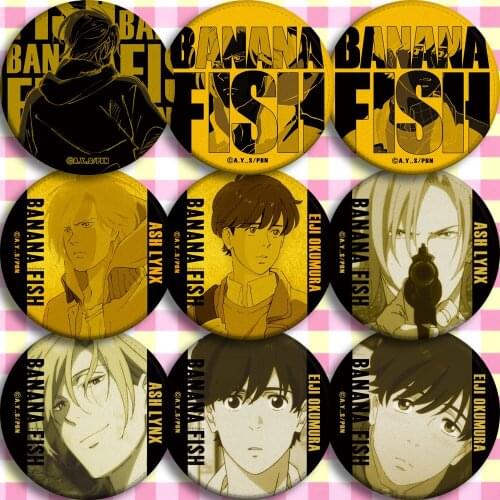 1pcs Banana Fish Cosplay Badge Callenreese Aslan Jade Okumura Eiji Brooch Pins Ash Lynx Collection Badges for Backpacks Clothes