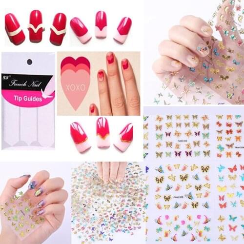 6-30Pcs 3D Laser Butterflies Water Decals Nail Stickers Manicure Stencil Adhesive Sliders Nail Tips Decorations Manicure Tool