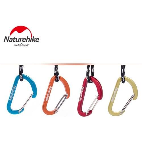 Brand Naturehike 8pcs 4cm Aluminum Hook D Shape Camping Carabiner Clip Holder Buckles Survival Kits Fast