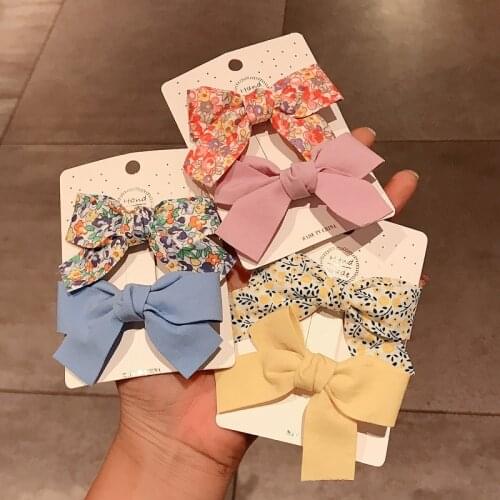 Floral Bow Hairpin Barrettes Baby Hair Accessories 2 Pcs/Set Flower Baby Clips Children Hairpin Bows Kids Girl Hair Accessories