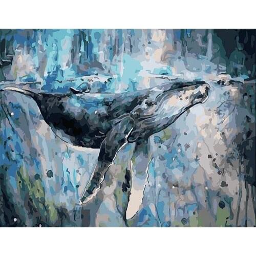 Big Whale on the Piano DIY Painting By Numbers Landscape Handpainted Oil Painting Modern Home Wall Art Canvas Painting