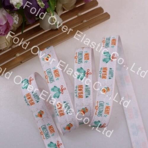 Merry Christmas, 5/8 inch headband, free shipping, heat transfer with gloves,Hair Ties FOE Girl DIY Accessories 100yards/lot