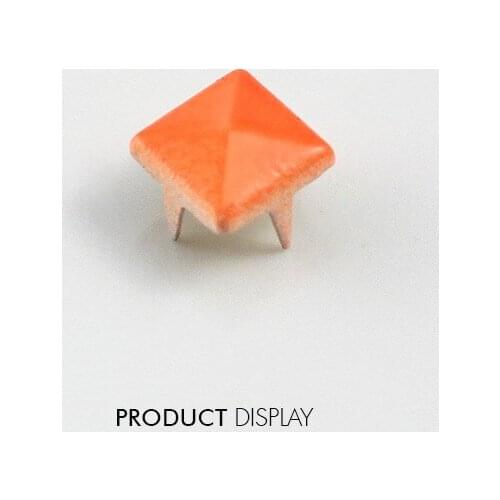 Steampumk Painted Orange 4 Studs Prong Spike Spot Tack Nailhead Rivets 7x7mm Garment for Cloth Bag Sewing Supplies 1000pc/K227