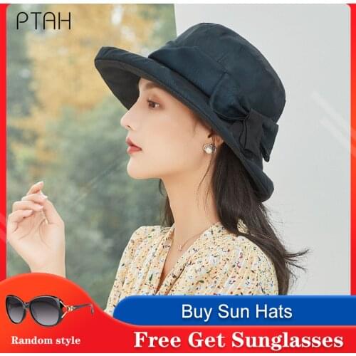 [PTAH] 100% Mulberry Silk Hat Womens 2021 Summer New Sun Protection Cap Anti-UV Breathable Lightweigh Hat Female Not Polyester