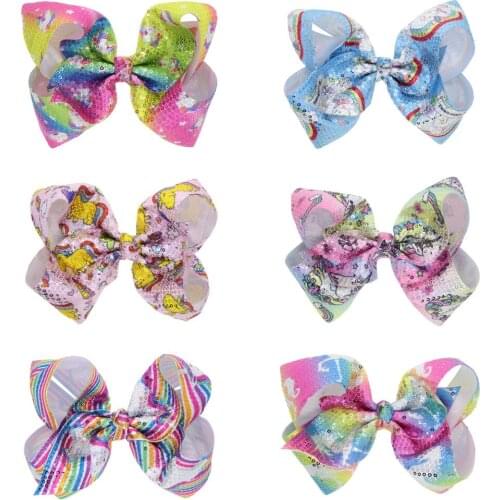 1 piece 7" Large JoJo Clip Grosgrain Ribbon Bow With Alligator Clips For Kids Hairpins With Rhineston Hair Accessory