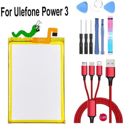 100% New 6080mAh Replacement Battery For Ulefone Power 3 3S 6.0inch Batteries Accumulator+USB cable+toolkit