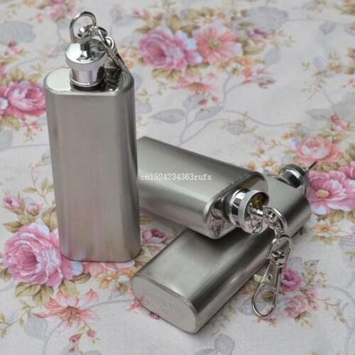100pcs 2oz(56ml) Hip Flask Portable Mini Stainless Steel Bottles Alcohol Flagon with Keychain Wholesale