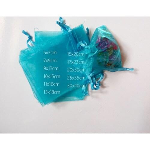 1000pcs Lake Blue Gift Bags For Jewelry Bags And Packaging Organza Bag Drawstring Bag Wedding/Woman Storage Display Pouches