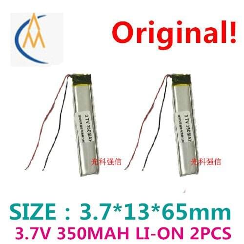 2PCS New sufficient capacity polymer li-ion battery 3.7 V 371365 350 mah MP3 radio/equipment/mini bluetooth headset LED toys