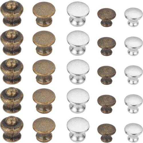 5 PCS 10*8mm Single Hole Round Minin Knob Jewelry Chest Box Cabinet Cupboard Dresser Drawer Door Window Handle Pull Knob W/Screw